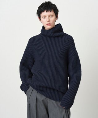 ATON YAK WOOL | オーバーサイズタートルネックセーター NAVY