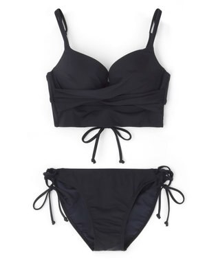 San-ai Resort（三愛水着楽園） 【WEB限定商品】【UPF50＋】ワコール共同開発ノンワイヤーなのにぷっくり美胸を作る【ダブルアップ】　ノンワイヤービスチェビキニ M1 M2 L1　　【San-ai Resort（サンアイリゾート）】 ブラック