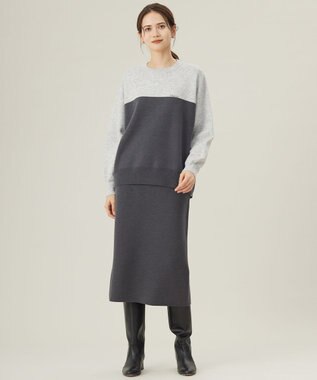 自由区 S 【カタログ掲載・セットアップ対応・洗える】スムージーニット スカート スレート