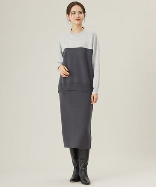 自由区 S 【カタログ掲載・セットアップ対応・洗える】スムージーニット スカート スレート