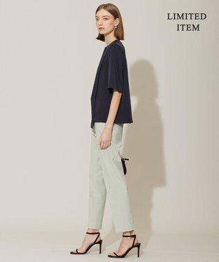 ICB 【WEB限定・洗える】サテンクレープ Tブラウス ネイビー系