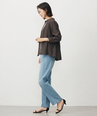 J.PRESS LADIES L 【洗える・速乾・接触冷感】リライムライトローン バックフレア ブラウス ブラウン系