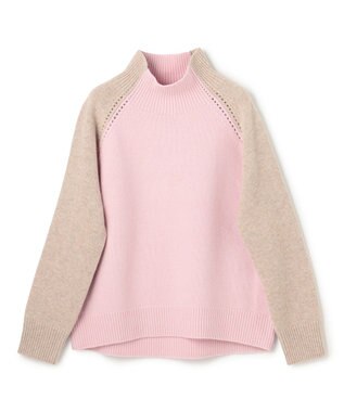 BEIGE， RULE / ウールカシミヤバイカラーハイネックニット Lilac × Taupe