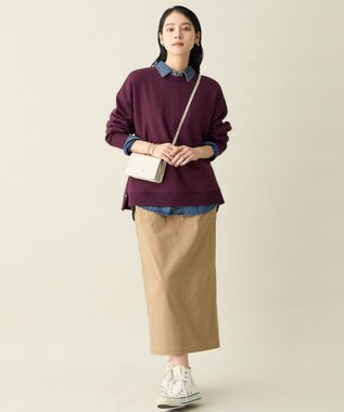 ANY L サイドドットダンボールトレーナー ワイン