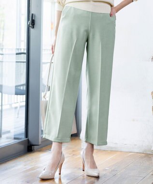 Tiaclasse 【日本製・洗える】麻調ワイドパンツ ミント