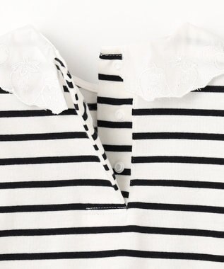 ANY KIDS 【チェリーベリーシリーズ】刺繍 ブラウス ホワイト×ブラックボーダー