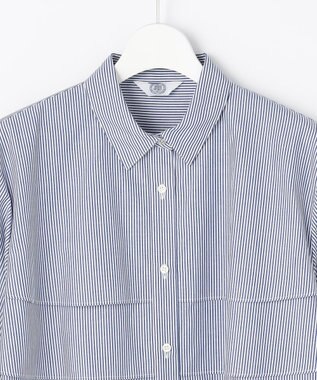 J.PRESS LADIES COTTON TEX ブラウス ネイビーストライプ系