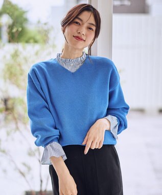 ANY 【8色展開】Vネックデイリーニット ブルー