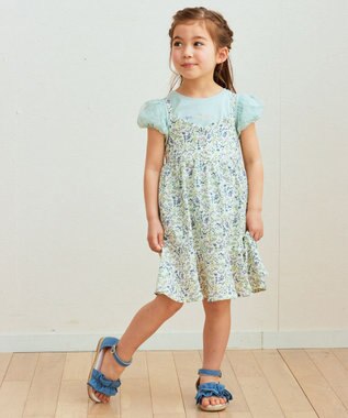 ANY KIDS フラワープリント キャミ ワンピース オフホワイト系