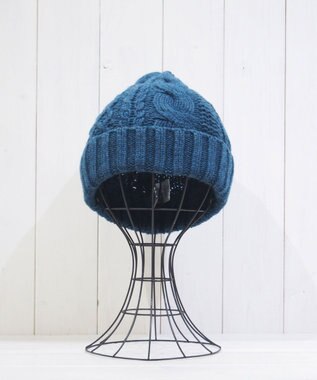 石田製帽 〈新色追加！〉カシミヤニット アラン編みワッチN ニット帽 ブルーグリーン