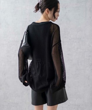 WEGO スターメッシュニットプルオーバー ブラック
