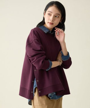 ANY L サイドドットダンボールトレーナー ワイン