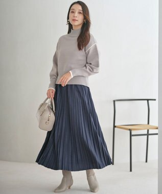  【洗える・2SET】ボリューム ニット × スエードライク スカート セット