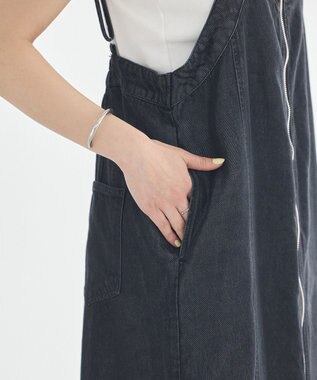 earth music&ecology ダブルジップデニムキャミワンピース Black