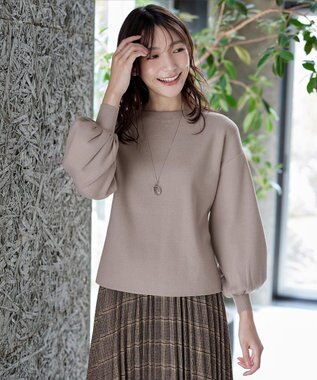 Tiaclasse 【安田美沙子さん着用・新色追加・洗える】ボリュームパフスリーブニット グレージュ