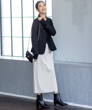 ANY SIS CICA加工 ニット タイト スカート シルバー