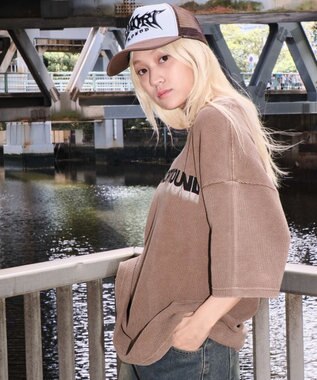 WEGO 【ユニセックス着用ITEM/MLサイズ展開】ブリーチワッフルダメージグラフィックT（SS） ブラウン