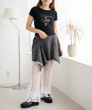 WEGO 【ウエストゴム】イレヘムデニムミニスカート デニムブラックソノタ