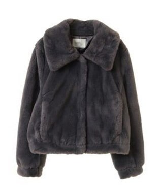 earth music&ecology ファーショートコート チャコールグレー