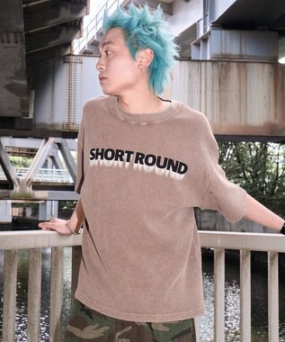 WEGO 【ユニセックス着用ITEM/MLサイズ展開】ブリーチワッフルダメージグラフィックT（SS） ブラウン