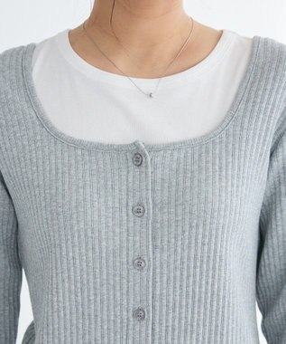 CRAFT STANDARD BOUTIQUE 2点セット / スクープネックカーディガン+タンクトップ Gray Mixture