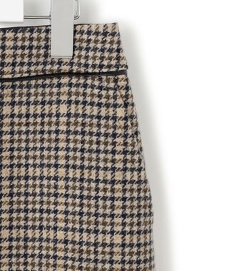 23区 【見上愛さん着用】ボンディングチェックツイード Iライン スカート ブラウンチェック