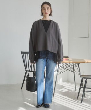 WEGO 【ANGIE VINTAGE】裾レースドッキングロンT ブラック