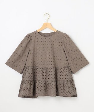 組曲 【新色追加】エンブロイダリーレースフリル ブラウス モカグレー系9