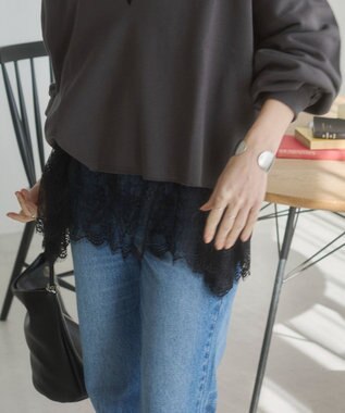 WEGO 【ANGIE VINTAGE】裾レースドッキングロンT ブラック