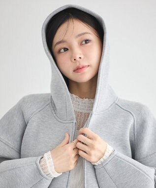 earth music&ecology フーディーダンボールジップブルゾン Gray Mixture