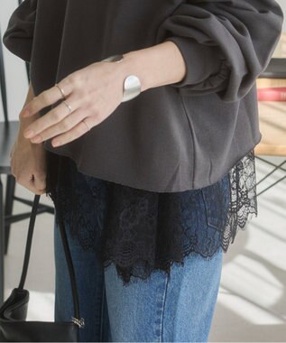 WEGO 【ANGIE VINTAGE】裾レースドッキングロンT ブラック