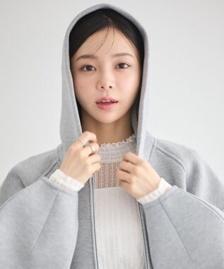 earth music&ecology フーディーダンボールジップブルゾン Gray Mixture