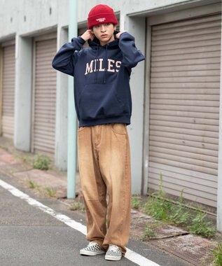 WEGO 【ユニセックス着用ITEM/SMLサイズ展開】グラフィックロゴプルパーカー ネイビー