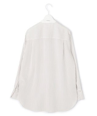 ICB L 【洗える】 リヨセルローン ブザムシャツ オフホワイト×ブラック系