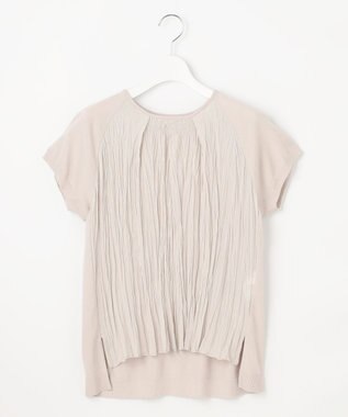 自由区 S 【洗える】ジョーゼットプリーツコンビ カットソー サンドベージュ