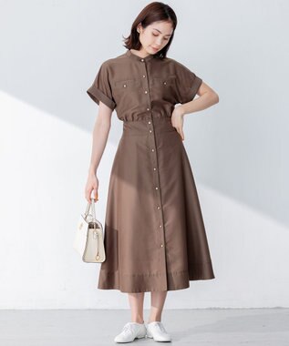 組曲 L 【洗える・涼感】シアーボイル ワンピース ダークブラウン系