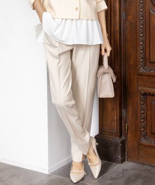 ANY SIS S ビューティサーモ2WAYストレッチ テーパードパンツ アイボリー