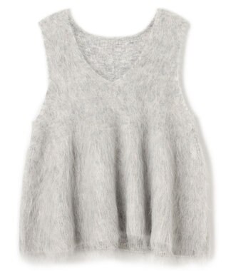 UNFILO 【野呂佳代さん着用】アルパカシャギー ペプラムジレ グレー