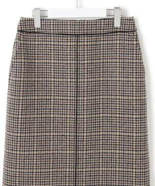 23区 【見上愛さん着用】ボンディングチェックツイード Iライン スカート ブラウンチェック