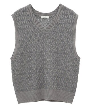 earth music&ecology ラメジャガードニットベスト Gray