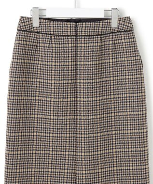 23区 【見上愛さん着用】ボンディングチェックツイード Iライン スカート ブラウンチェック