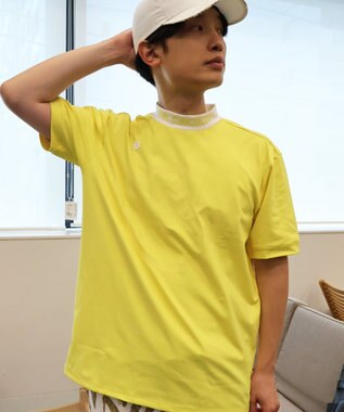 PW CIRCULUS 【UVカット / 吸水速乾 / 伸縮性抜群】【MEN】バックメッシュ切り替えモックT イエロー系