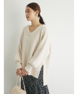 Green Parks ・Ｐｅｔｉｔ　Ｆｌｅｕｒ　両Ｖネックニットチュニック Off White