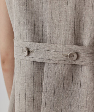 GRACE CONTINENTAL ストライプノーカラージレ ベージュ