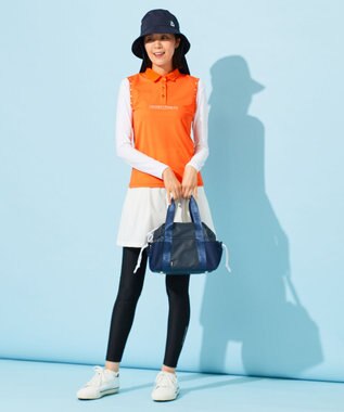 23区GOLF 【WOMEN】【接触冷感・UVケア・吸水速乾】ノースリーブ ポロシャツ ライトオレンジ系