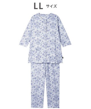 WACOAL ワコール_リラックス＆スリープ パジャマ 7分袖 長袖 長ズボン 綿100%(本体) ミントン レディース NDT256 /ワコール ブルー