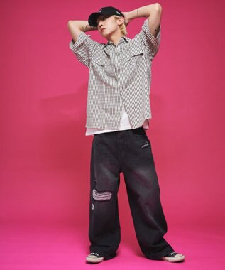 WEGO 【ユニセックス着用ITEM】ミニマムチェックロゴシャツ（SS） ホワイトチェック1