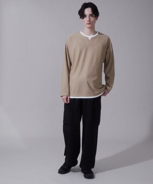 WEGO フェイクレイヤードキーネックT（LS） ベージュ