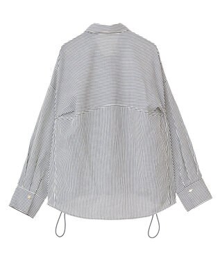 Green Parks 金ボタン裾ドロストシャツ Stripe