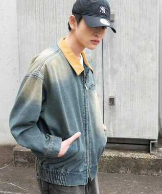 WEGO ワーカーズWジップデニムブルゾン デニム中濃加工色